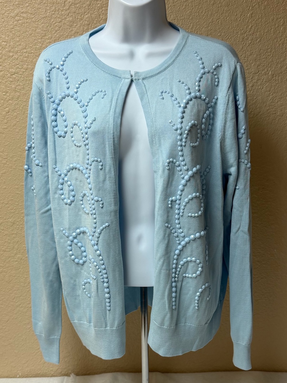 4/$20 Chico’s Light Blue Beaded Women's Cardigan Sweater